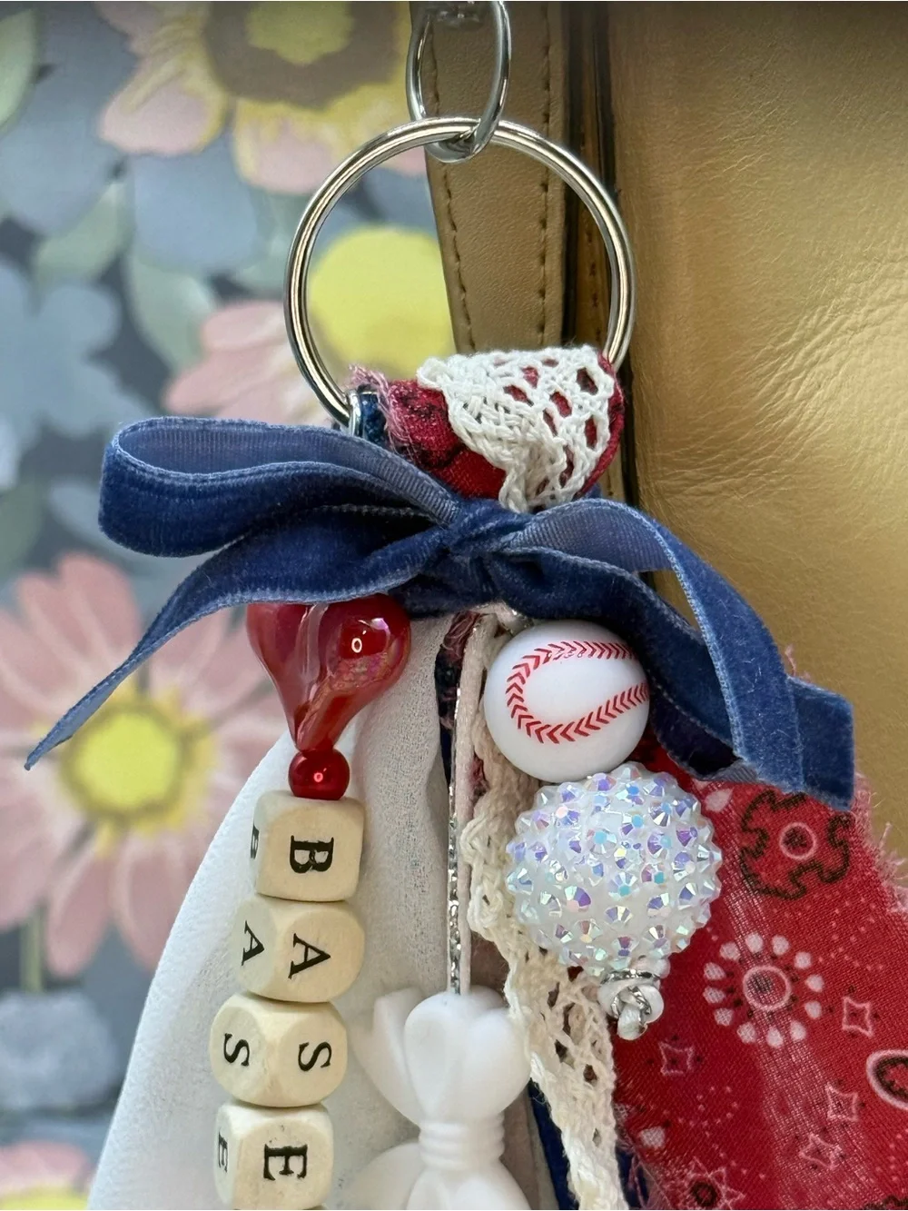 👑Adorned Crown Jewelry purse bag charm keychain baseball fabric tassel